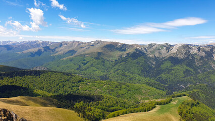 landscape with mountains,  Oslea Ridge, viewpoint to Retezat Mountains, Romania 
