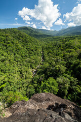 Beautiful view to green atlantic rainforest valley in Itatiaia Park