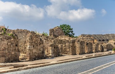 Fototapeta na wymiar Side ancient city in Antalya province of Turkey