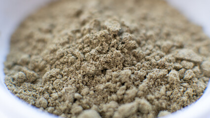 useful powdered dietary supplements. Organic food supplements macro photo