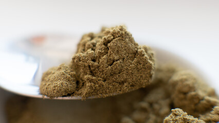 useful powdered dietary supplements. Organic food supplements macro photo