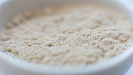 useful powdered dietary supplements. Organic food supplements macro photo