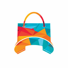 Call store vector logo design template. Shopping bag with handset icon design.