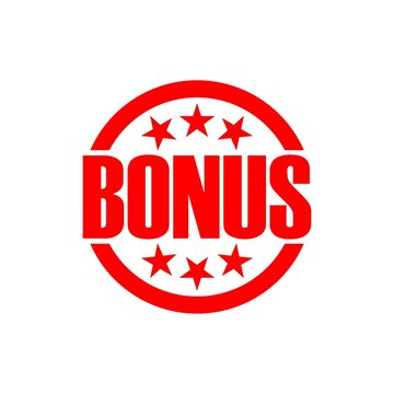 Red bonus sign icon isolated on white background