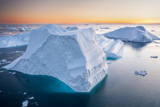 extreme icebergs from aerial view