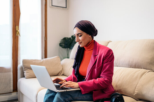 Muslim Woman Working From Home