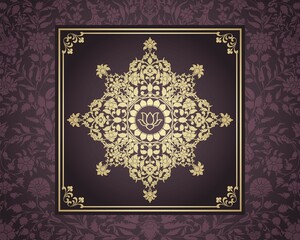 water lily, wedding card design, royal India	