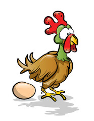 chicken and egg. Isolated cartoon illustration
