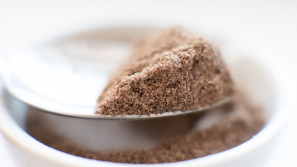 useful powdered dietary supplements. Organic food supplements macro photo