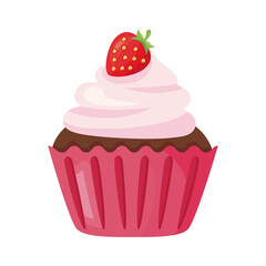 sweet cupcake with strawberry