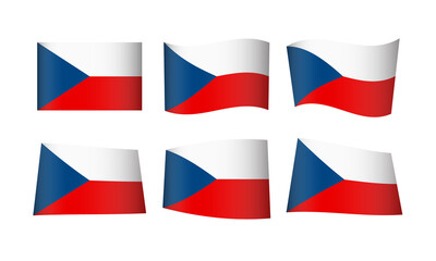 Czech Republic Flag Set Czechia Waving Flags National Symbol Wavy Banner Wind Icon Vector Stickers Europe Republic Prague Praha Wave Flags Country State Day Emblem Wavy Realistic Culture Nation EU