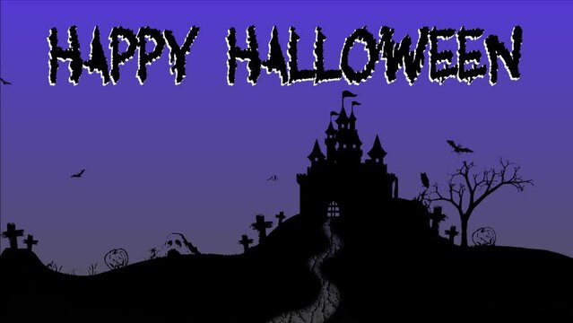 Happy Halloween animation with a dark castle
