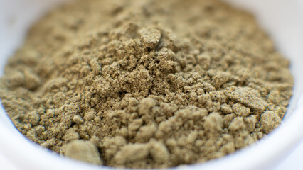 useful powdered dietary supplements. Organic food supplements macro photo
