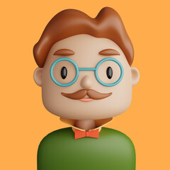 3D cartoon avatar of smiling caucasian man