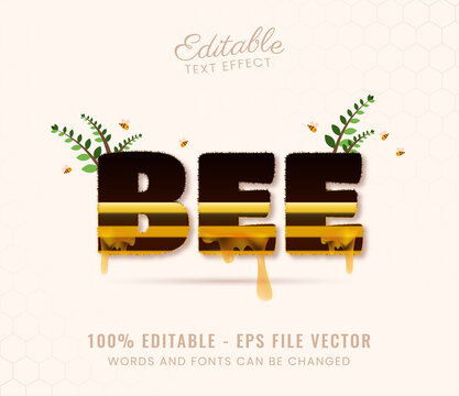 Bee Cartoon 3d Editable Text Effect Premium Psd