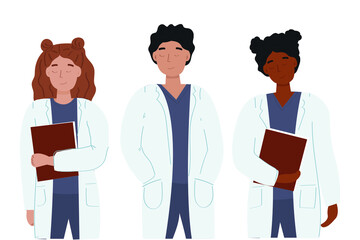 Obraz premium A group of doctors on white background. Nurses and medical staff. Hospital personnel.