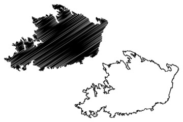 Halson or Halso island (Republic of Finland) map vector illustration, scribble sketch Halsön or Halsö map