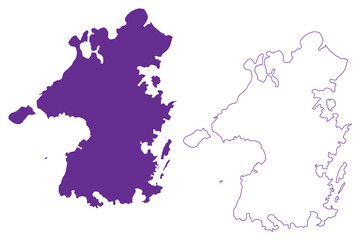 Oyano-jima and Nokama island (Japan, East Asia, Japanese archipelago, Amakusa Islands) map vector illustration, scribble sketch Oyanojima map