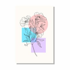 abstract minimal flower and leaves decorative background posters 