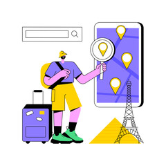 Tour navigator abstract concept vector illustration. Travel guide mobile app, smart trip navigation online, traveler review, smartphone application, holiday planner abstract metaphor.