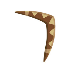Ancient age stone tool for hunting or work. Cartoon boomerang, prehistoric caveman instrument.  illustration of primitive culture tool in flat style isolated on white background - obrazy, fototapety, plakaty