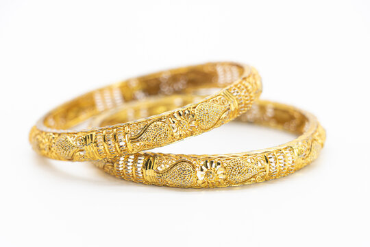 gold jewelry bracelet isolated on white background