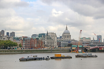 Barges on the River Thames in London