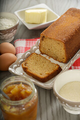 Homemade pound cake with jam