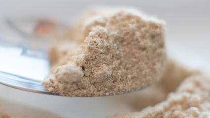 useful powdered dietary supplements. Organic food supplements macro photo