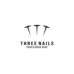 three nails line art logo design vintage illustration