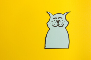 Happy cute dog drawing on yellow background