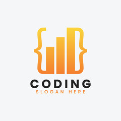 programming coding logo design, colorful gradient coding logo design template, Creative programming logo design, Modern abstract coding logo design