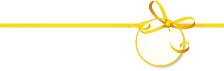 yellow colored ribbon bow with hang tag