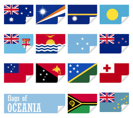 all country flags of Oceania - obrazy, fototapety, plakaty
