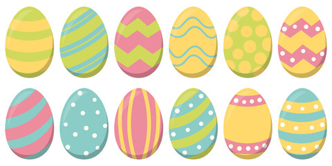 collection painted easter eggs
