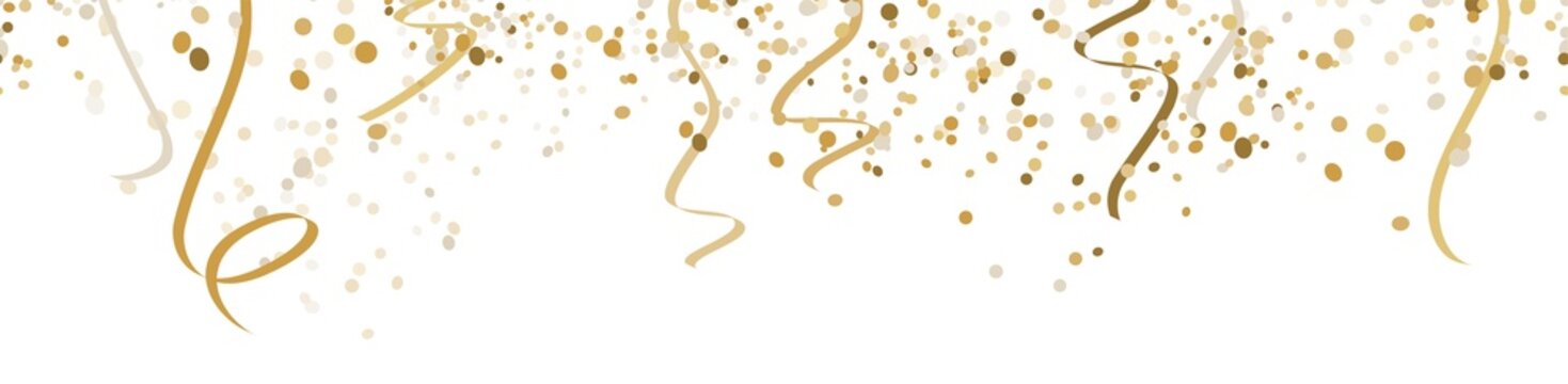 seamless golden confetti and streamers party background