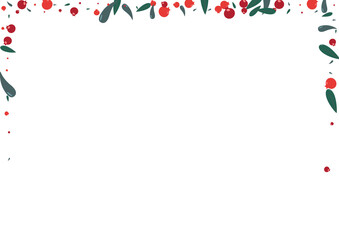 Green Berries Background White Vector. Leaves Poster Card. Burgundy Foliage Elm. Art Design. Herb Paper.