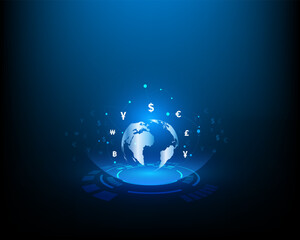 Currency exchange technology Blue abstract