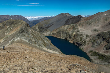 Lac du Vallon en été  , Parc National des Ecrins , Isère Alpes France
