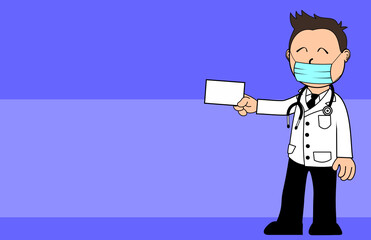 funny doctor kid character cartoon background illustration in vector format