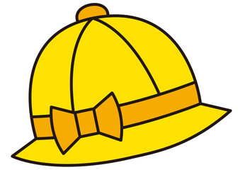 帽子,通学帽,幼稚園,保育園,小学生,小学校,学校,入学式,入園式,入学,子供,登下校,通学,ハット,リボン,制服,制帽,イラスト,黄色,挿絵,カットイラスト,かわいい,春,児童,アイコン,シンプル