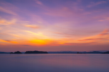 Fototapeta na wymiar Beautiful sky twilight and reflections on water,