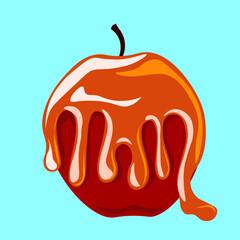 Apple in caramel isolated illustration. Trendy food design.
