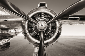 propeller of an historical aircraft - obrazy, fototapety, plakaty