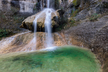 Rochecolombe waterfall in Ardèche