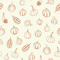 vegetables pumpkin vector seamless pattern