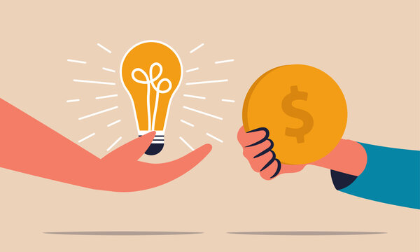 Business sponsor and monetize venture strategy. Donation for crowdfunding and earning money vector illustration concept. Idea investment and support contribute grow. Investor entrepreneurship deal