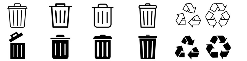 Trash icon vector set. Recycle illustration sign collection. Green symbol.