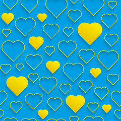 Hearts Seamless Background in Ukrainian Flag Colors