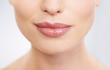 Lip stick shades for every mood. Closeup studio shot of models mouth.